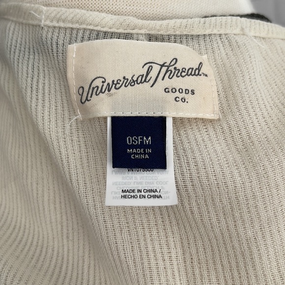 Light Airy Cream Colored Open Kimono with Black & Brown Embroidery (One Size) - Picture 4 of 7